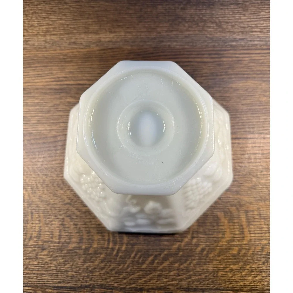 Vintage Indiana Glass‎ Harvest Grape Milk Glass Pedestal Bowl